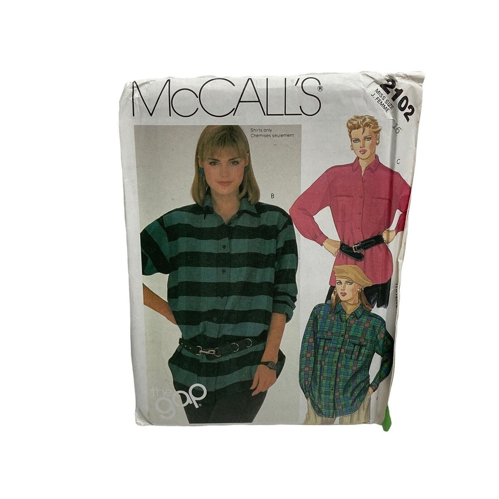 Mccalls 2102 The Gap Misses Button Front Shirt Sewing Pattern Size 16 Vintage